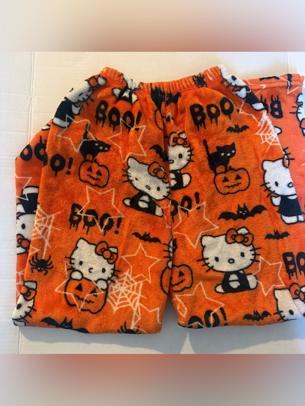 Hello Kitty Orange Halloween Fleece Pajama Pants for Kids